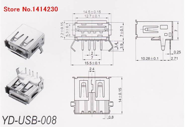 2023 горячая распродажа 10 шт. стандартный порт USB типа A, женские разъемы для пайки, разъем PCB, розетка стандартного типа