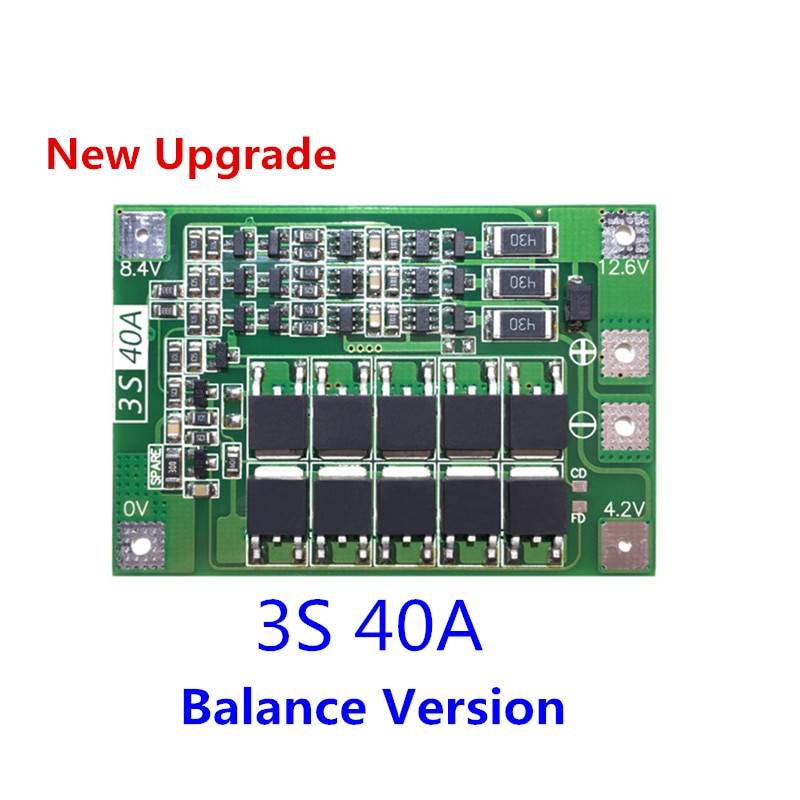 3 S 40A BMS 11,1 V 12,6 V 18650 литиевая батарея Защитная плата с сбалансированной версией для сверла 40A ток