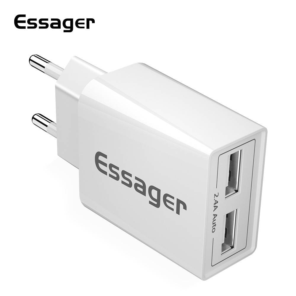 Essager Dual USB Зарядное устройство 2.4A Быстрая зарядка Путешествия стены Зарядное устройство для iPhone samsung S10 Xiaomi 9 ЕС адаптер мобильный телефон Зарядное устройство