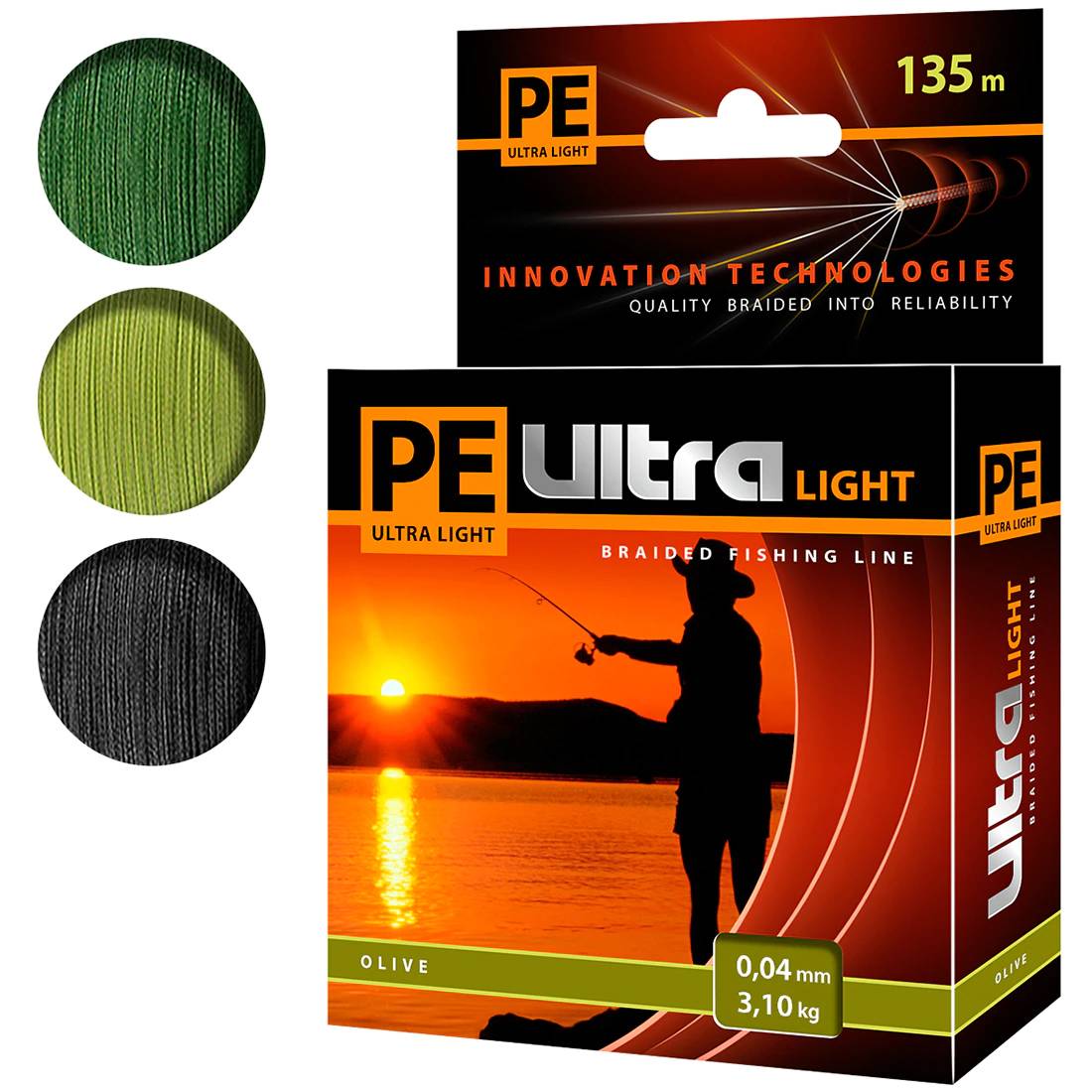 Плетеный шнур для рыбалки AQUA PE Ultra Light (135m), диаметры от 0,04 до 0,16mm (плетеная леска для рыбалки)