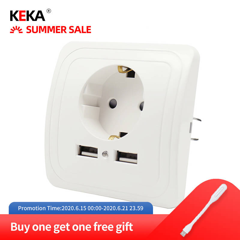 Штепсельная розетка KEKA EU с двумя usb-портами, розетка, настенное зарядное устройство, адаптер для зарядки 2A, настенное зарядное устройство, адаптер, розетка питания, белые поп розетки, CE