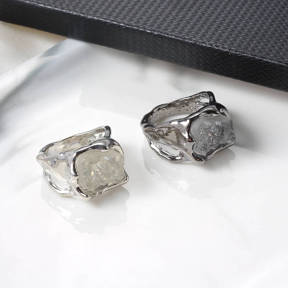 Модное кольцо из чёрного золота с Цвет огромный ясно нерегулярные каменные кольца для женщин/мужчин хип-хоп, панк украшения лучшие подарки для женщин; Прямая поставка