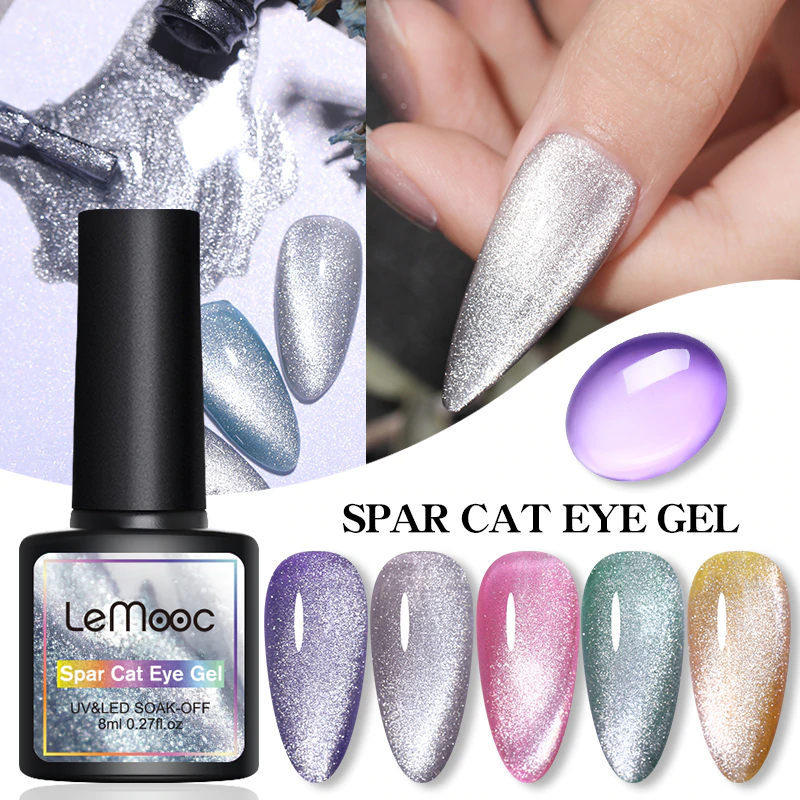 LEMOOC 8 мл Spar Cat Eye гибридные Лаки набор гель-лаков для ногтей для маникюра Хамелеон цветной гель UV Base Top Coat