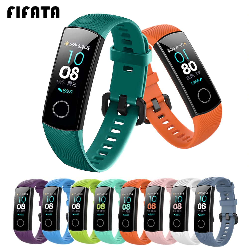 Силиконовый ремешок FIFATA для часов Honor Band 4 5, аксессуары для браслетов, сменный спортивный ремешок для Huawei Honor Band 5 4, браслет