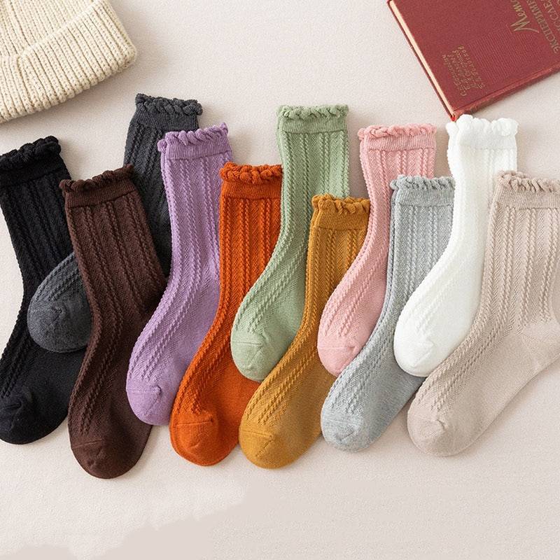 Женские носки с рюшами, kawaii calcetines de la mujer, милые женские носки meias mulher skarpetki meia calcetas, белые носки в японском стиле