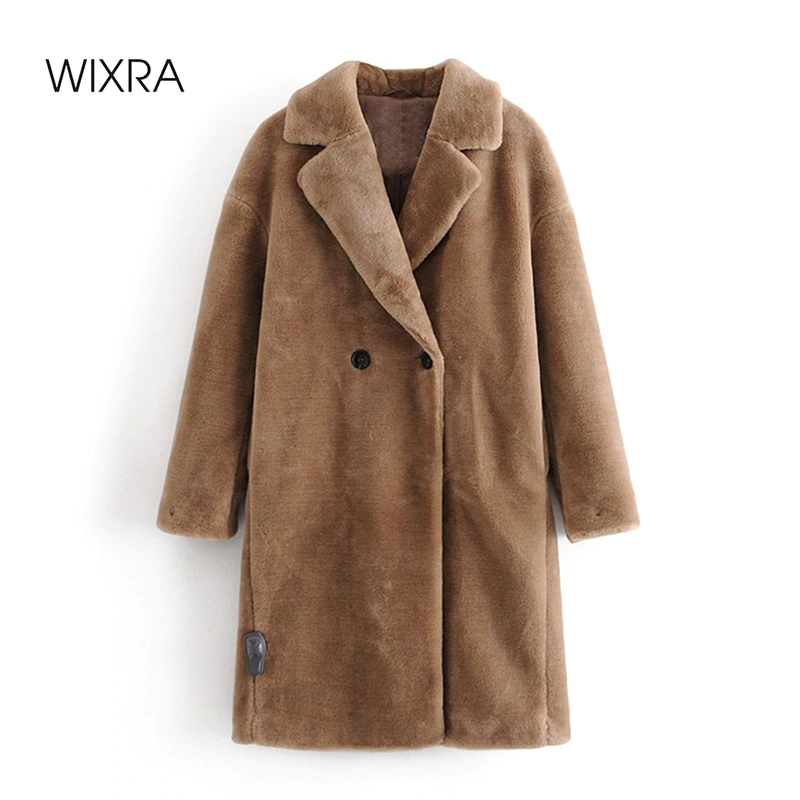 Женское пальто из искусственного меха норки Wixra, длинная куртка свободного покроя в уличном стиле, теплое пальто на осень и зиму