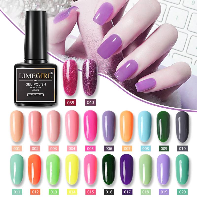 Limegirl набор гелевых лаков все для маникюра! Полупостоянная Vernis лаки для ногтей УФ-светодиодный гель Лаки био-Гели Soak Off ногтей художественный Гель-лак для ногтей