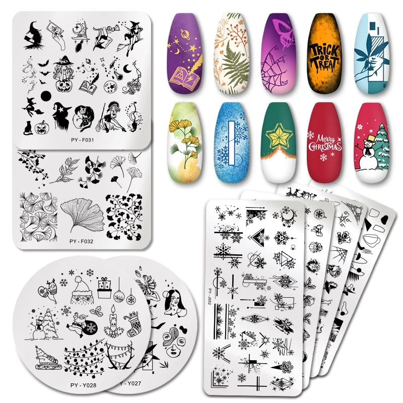 PICT YOU рождественские штампованные пластины для ногтей Снежинка фестивальный узор для дизайна ногтей изображения пластины из нержавеющей стали для дизайна ногтей трафарет