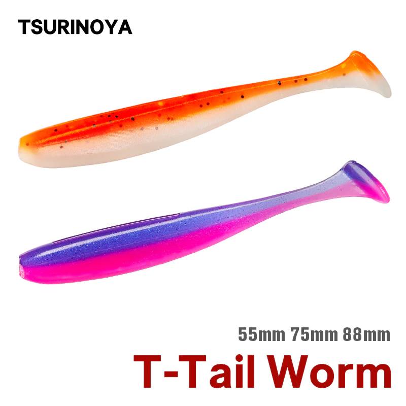 TSURINOYA новые рыболовные приманки T Tail Wrom 55 мм 65 мм 75 мм 88 мм добавить запах Аттрактант басы искусственная Мягкая приманка