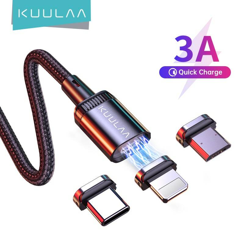 Магнитный зарядный кабель KUULAA, кабель Micro USB Type-C для быстрой зарядки и передачи данных, Магнитный провод для iPhone, USB-шнур