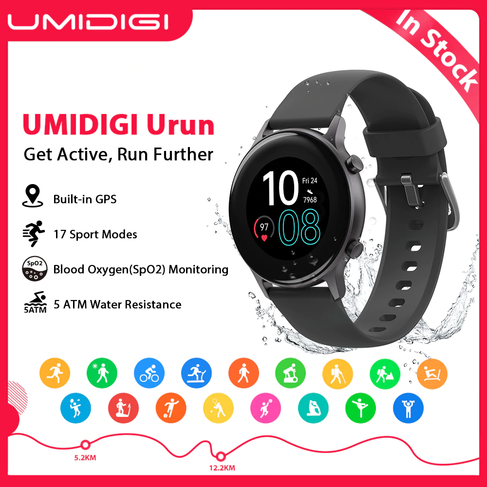 Умные часы UMIDIGI Urun с GPS, фитнес-трекером, мониторингом сна и Пульсометром