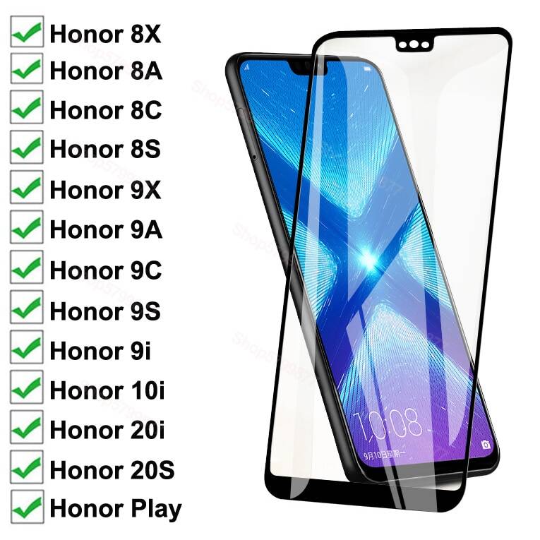 Защитное стекло 100D для Huawei Honor 8X, 8A, 8C, 8S, 9X, 9A, 9C, 9S, 9i, 10i, 20i, 20S Play