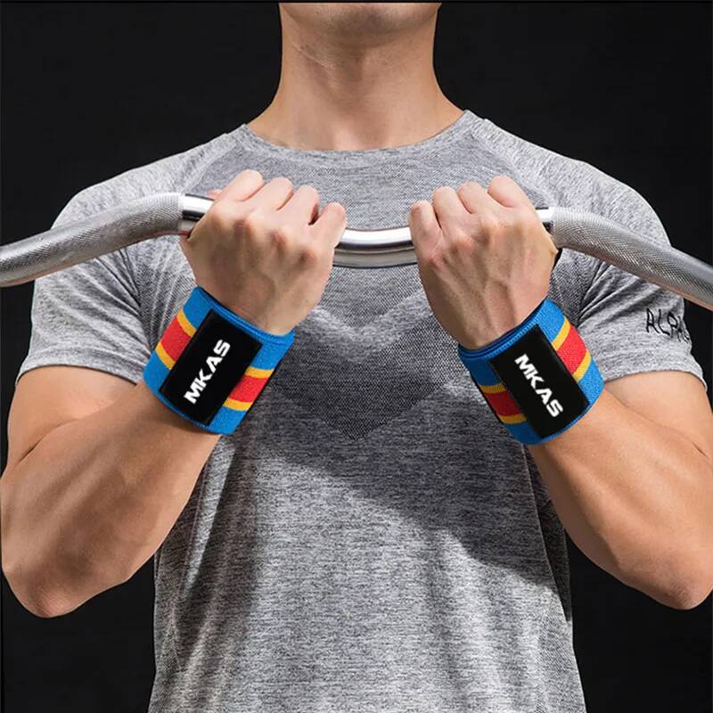 MKAS 1 пара наручная повязка для тяжелой атлетики, тренажерного зала, перекрестных тренировок, фитнеса, мягкий фиксатор для большого пальца, мощный браслет для поддержки рук