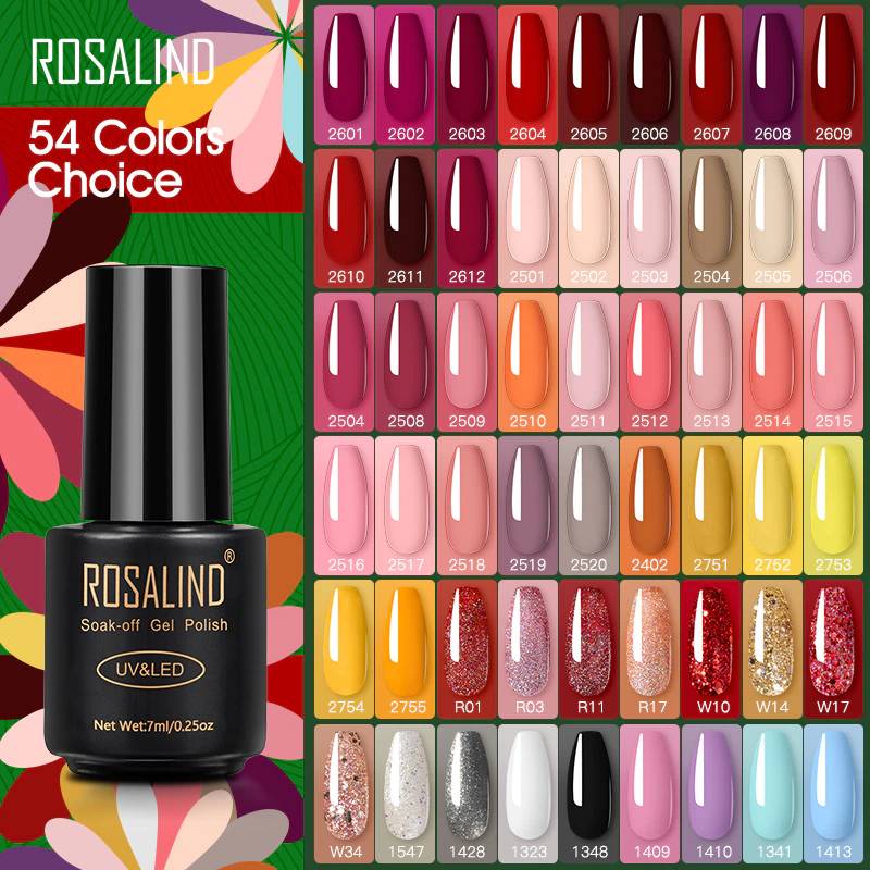 Гель-лак ROSALIND серии Red нюд для маникюра, полуперманентный светодиодный ель для ногтей, UV LED Soff Off гибридные Лаки