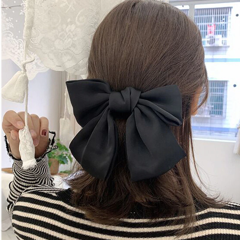 Мода в Корейском стиле с бабочкой большие Hairbow заколки для волос атласная лента ручной работы с бантом заколки для волос головные уборы аксессуары для женщин