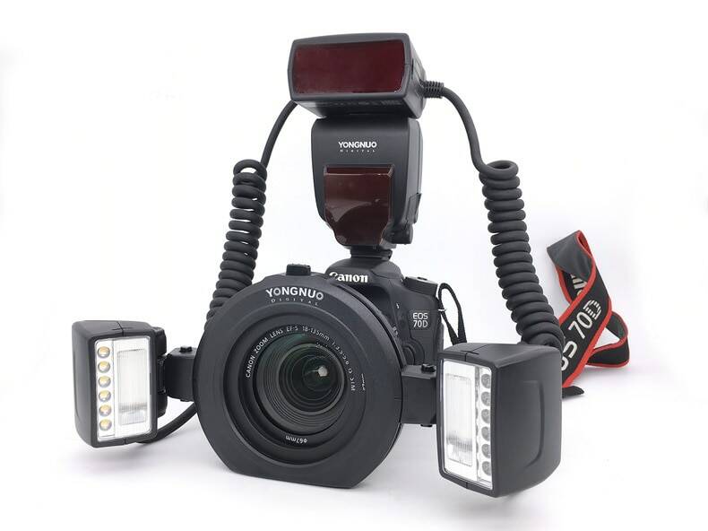 Кольцевая вспышка Yongnuo YN24EX YN24 EX E-TTL Twin Lite для макросъемки, Вспышка Speedlite для камер Canon, двойная вспышка, 2 головки, 4 кольца-адаптера