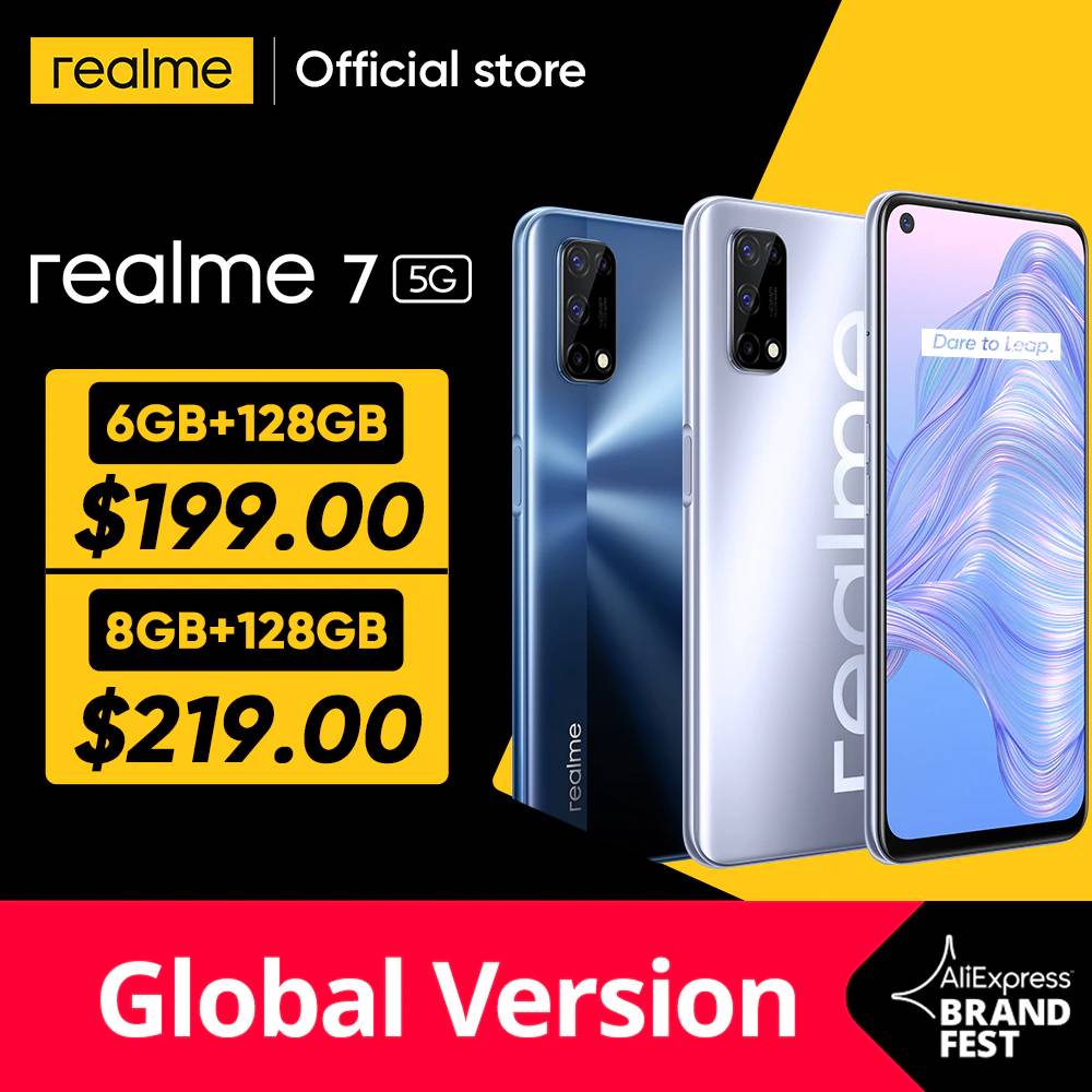 [Сумасшедшая цена за 48 часов] дисплей realme 7 5G Dimensity 800U 6 ГБ 128 ГБ 120 Гц дисплей камера 48 МП 5000 мАч глобальная Версия 30 Вт Дротика зарядное устройство