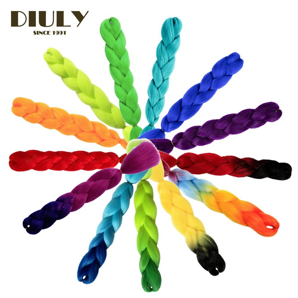 Diuly Джамбо косы синтетические волосы высокотемпературное волокно 100 цвет 24 дюйма 100 г для наращивания Омбре плетеные африканские плетеные волосы