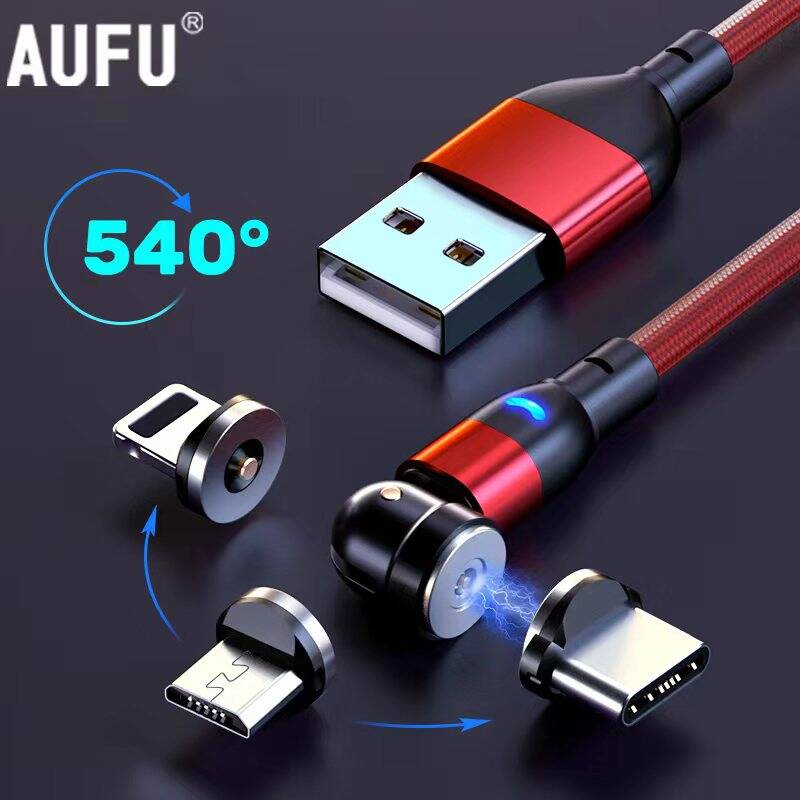 AUFU вращающийся на 540 градусов Магнитный кабель Micro USB Type C телефонный кабель для iPhone11 Pro XS Max Samsung Xiaomi USB шнур провод кабель