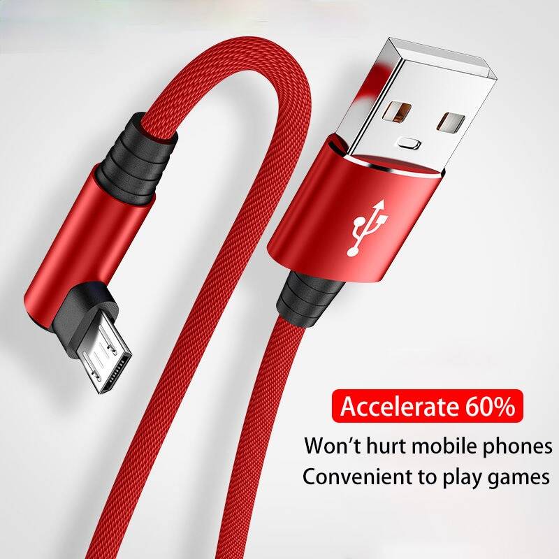 Кабель USB Micro Usb, угловой, 90 градусов, для Samsung, Xiaomi Мобильный телефон