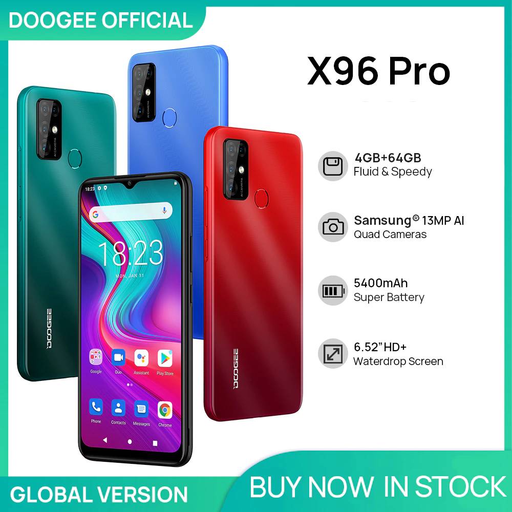 DOOGEE X96 Pro смартфон с восьмиядерным процессором, ОЗУ 4 Гб, ПЗУ 64 ГБ, 13 МП, Android 11, 5400 мАч