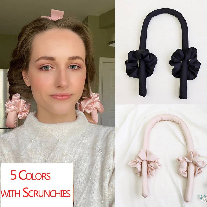 Lystrfac Slik Satin Heatless Hair Curler Headband for Women Hair Wrap Curling Ribbon Girls Scrunchies Headwear Hair Accessories