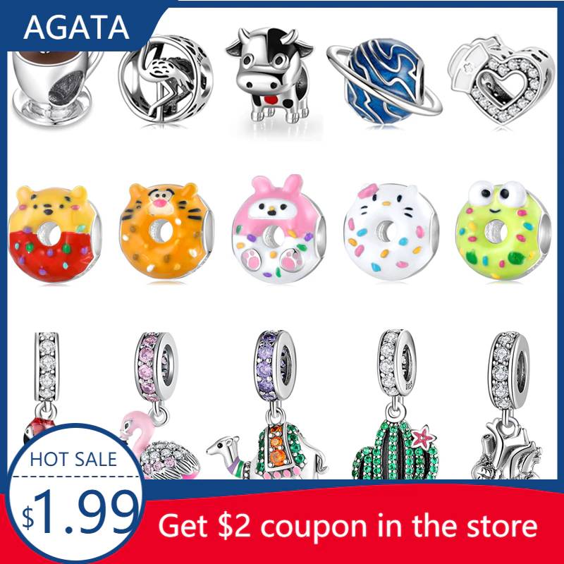 Модные Серебряные Подвески «сделай сам», милые Подвески, фламинго, верблюд, Подсолнух, чашка кофе, сердце, бусины, подходят для оригинального браслета Pandora, Женские Ювелирные изделия