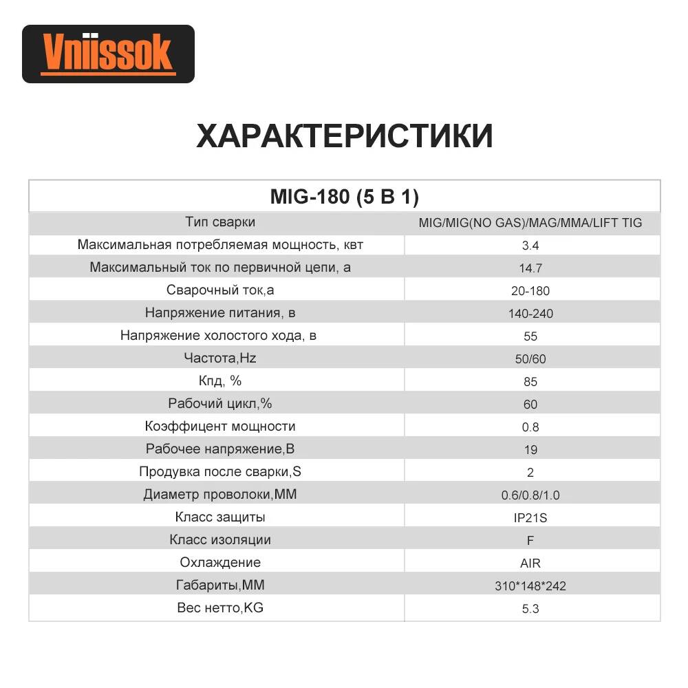 Сварочный полуавтомат - инвертор MIG-180 5 в 1 С газом/без газа ММА/MIG/NO GAS/TIG Многофункциональный сварочный аппарат V0180