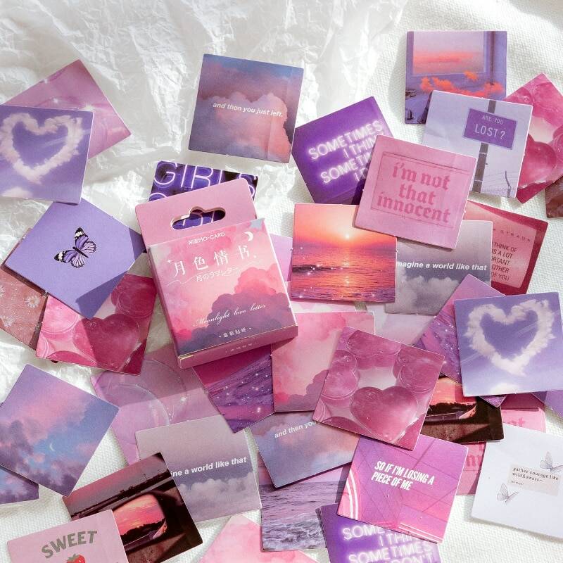 Стикеры для дневника в виде надписей «Love», розовые, фиолетовые, яркие, яркие, 46 шт. в упаковке