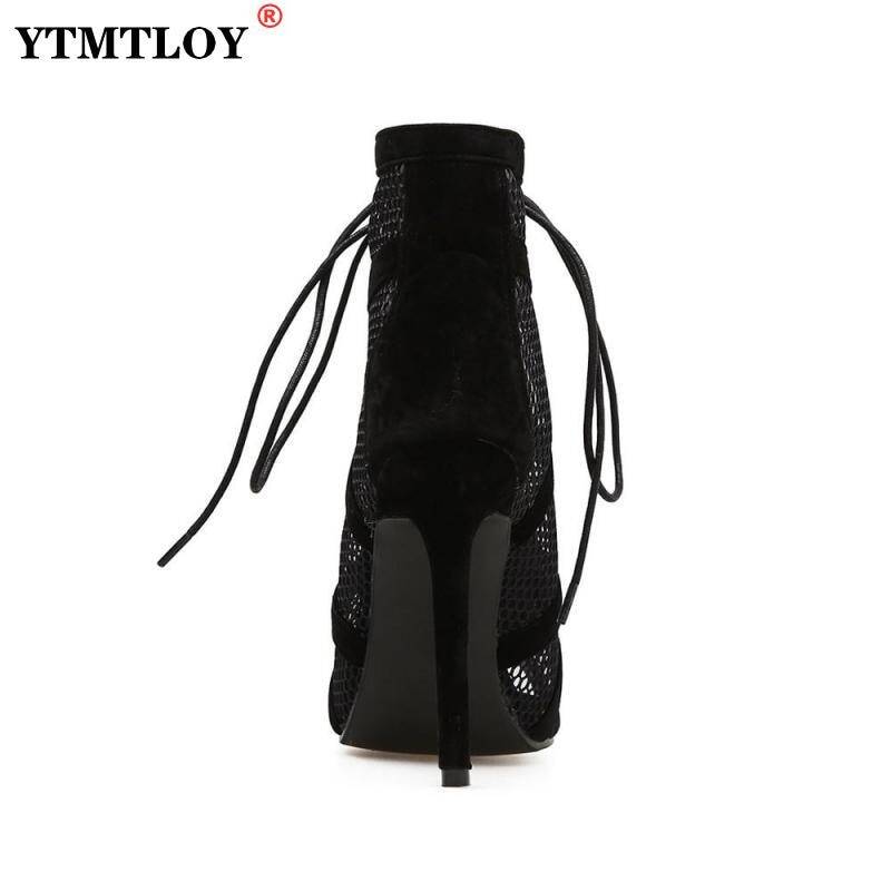 Сандалии женские сетчатые на высоком каблуке