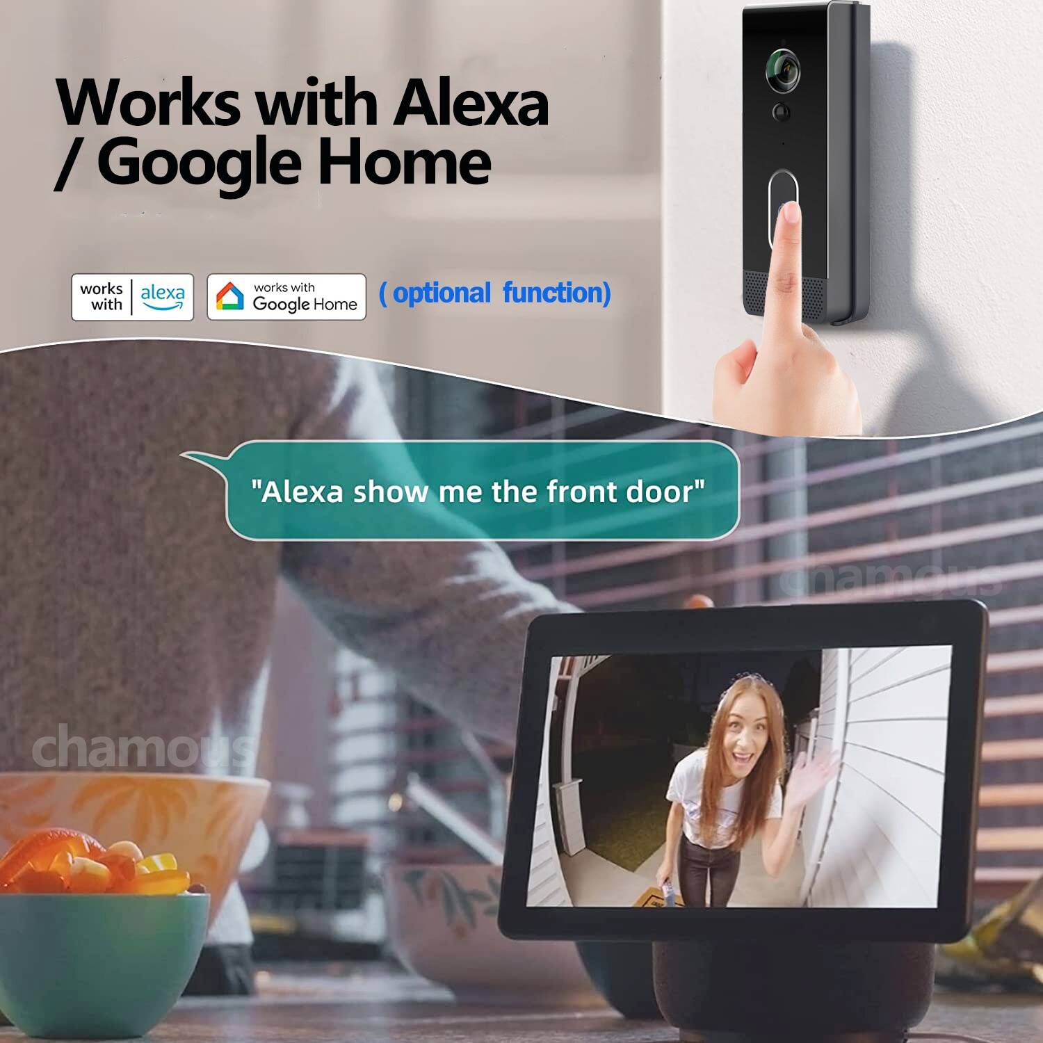 Tuya видео дверной звонок Беспроводная наружная камера Водонепроницаемый IP65 Wi-Fi дверной звонок батарея для видеонаблюдения умный дом Google Alexa звонок беспроводной Беспроводной дверной звонок  Беспроводной дверно