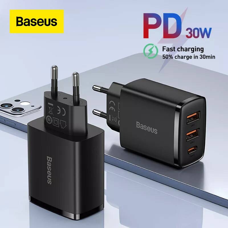 Baseus 30 Вт USB Type C зарядное устройство для телефона PD Быстрая зарядка для iPhone 14 13 12 Pro Max QC3.0 Быстрая зарядка для Samsung Xiaomi