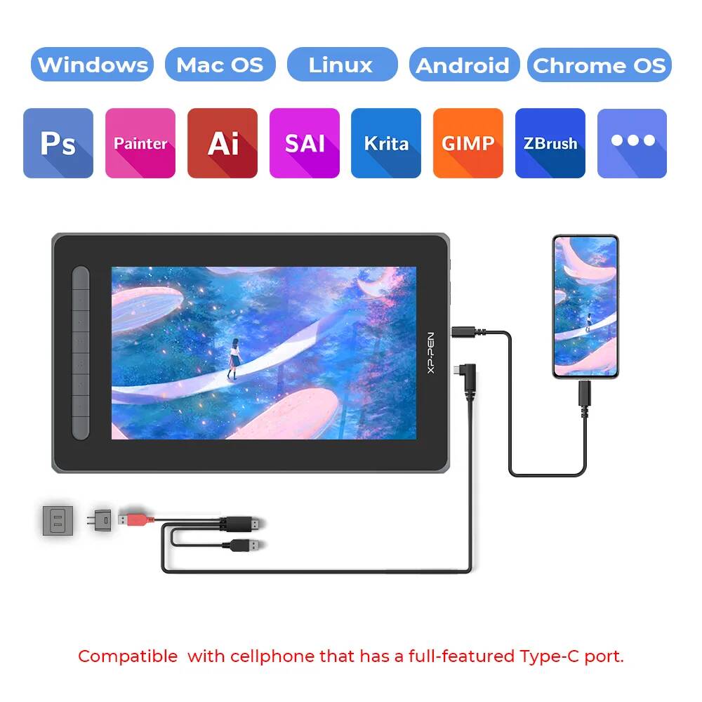 Графический планшет XPPen Artist 12 2nd Gen, планшет 12 дюймов, X3 Stylus с 8192 уровнями и наклоном 60 градусов, планшет для рисования для Android Windows Mac