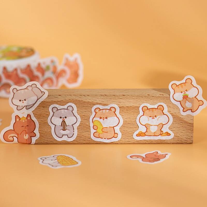 100 шт/1 рулон Васи бумаги Kawaii мультфильм животных клейкая лента из рисовой бумаги для скрапбукинга DIY ремесла материал украшения