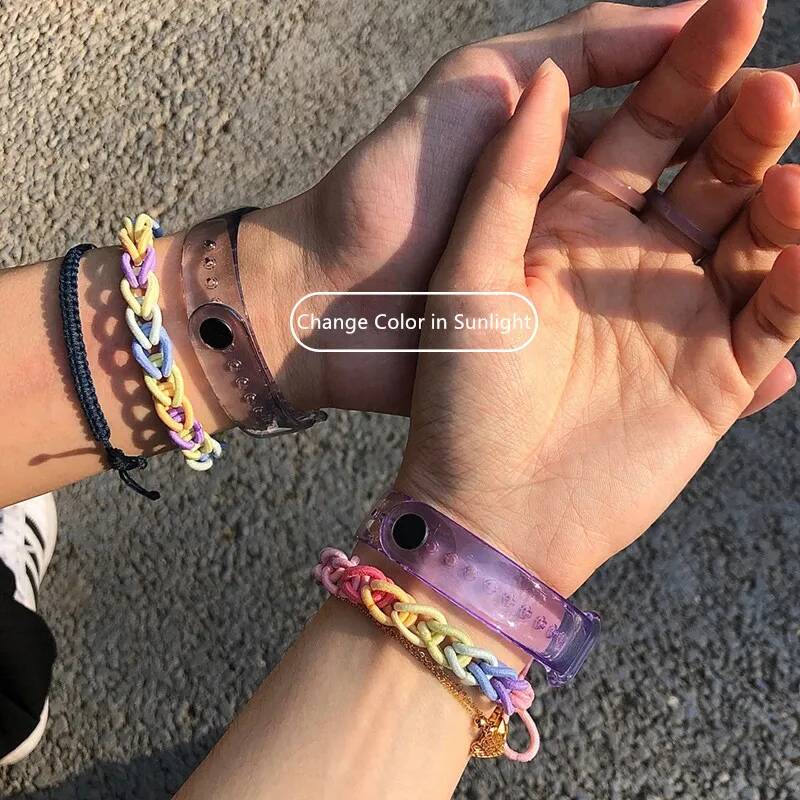 MissionFit силиконовый ремешок для Xiaomi Mi Band 3 4 5 6 7 цвет меняющий