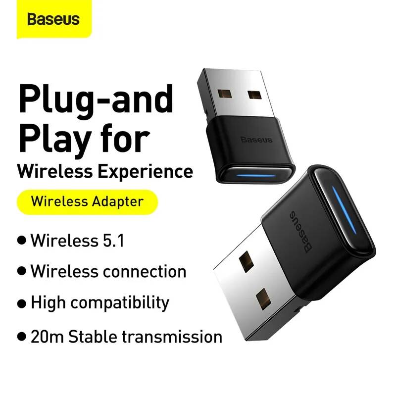 USB Bluetooth-адаптер Baseus, приемник Bluetooth 5,1 для ПК, беспроводная мышь, геймпад, динамик, внешний USB-передатчик