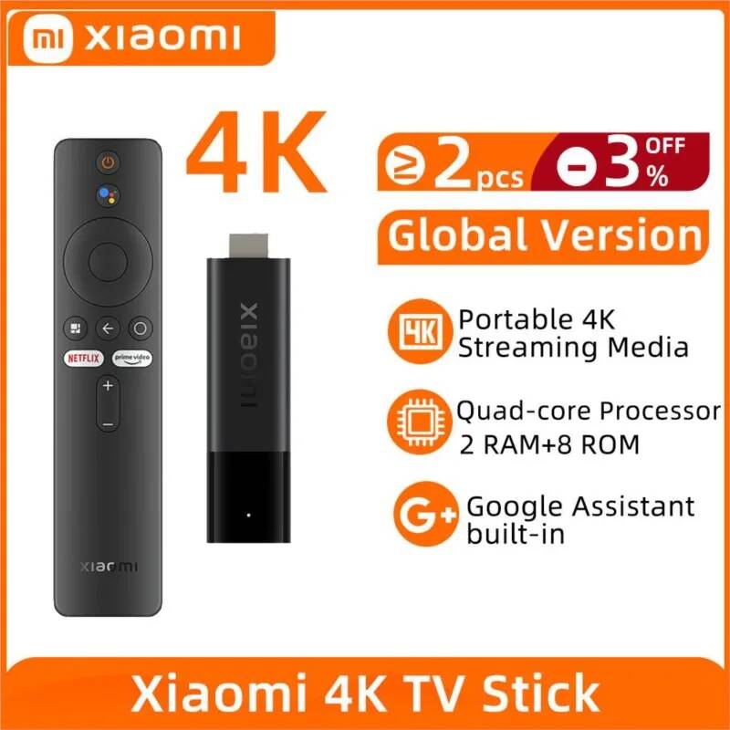 Глобальная версия Xiaomi 4K TV Stick Quad Core 2 Гб RAM 8 Гб ROM Bluetooth 5,0 WiFi Android TV Stick Google Assistant