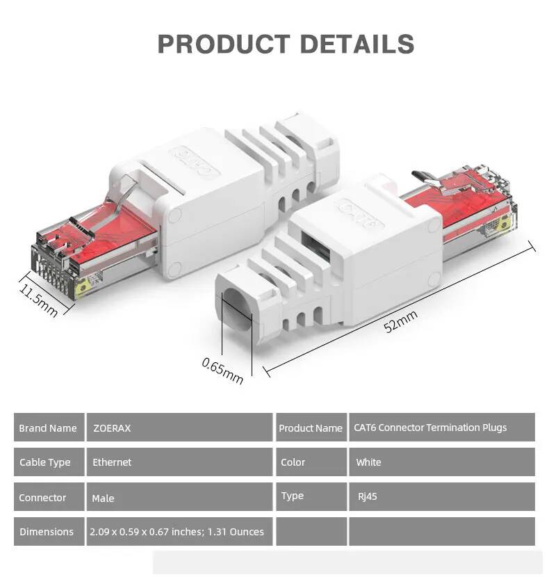 Разъем RJ45 CAT6, от 23AWG до 26AWG