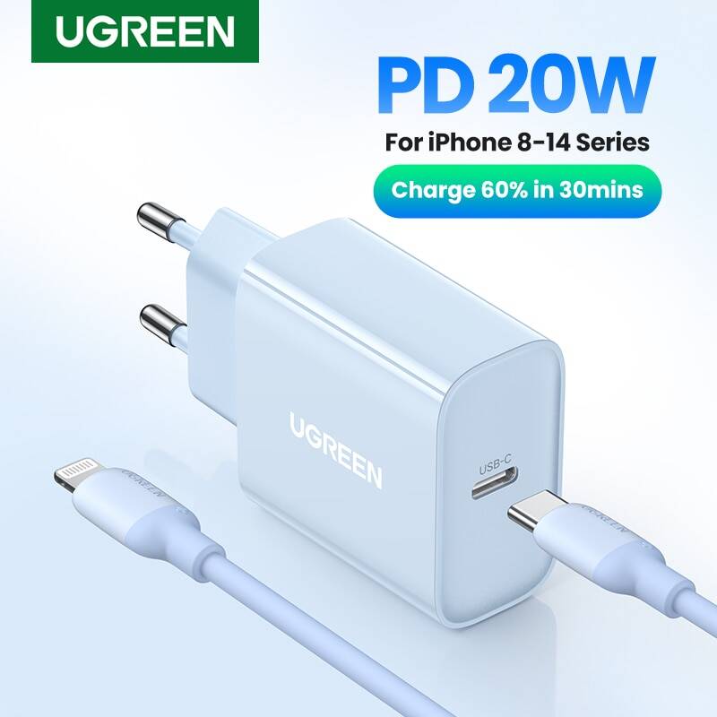 RU Специальная продажа-UGREEN PD зарядное устройство 20 Вт QC4.0 QC3.0 USB Type C быстрое зарядное устройство для iPhone 13 12 Xs 8 Xiaomi телефон PD зарядное устройство