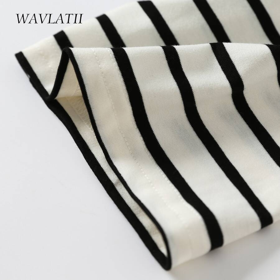 WAVLATII женские модные новые футболки с принтом женские классические полосатые мягкие футболки больших размеров с короткими рукавами на лето WT2270