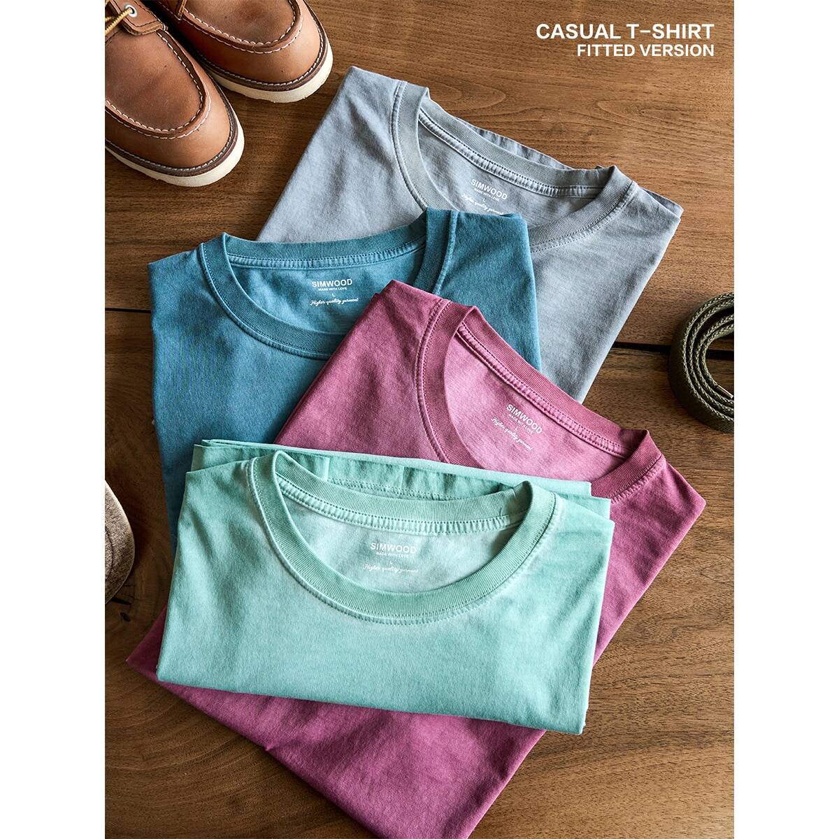 SIMWOOD 2022 Лето Осень Новые Промытые футболки мужские винтажные 100% хлопковые топы размера плюс брендовая одежда