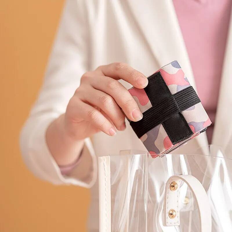 Складная сумка из полиэстера, розовый камуфляж