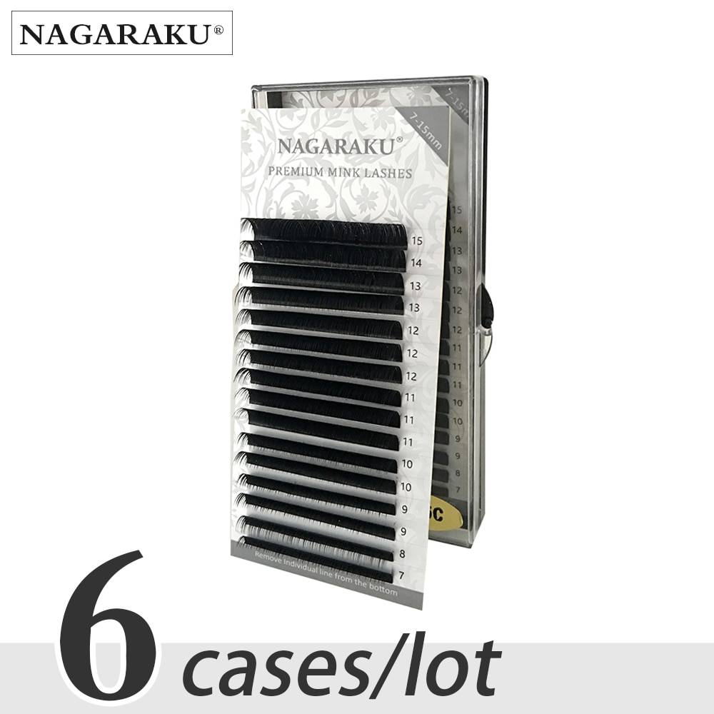 NAGARAKU 6 случаях, 7 ~ 15 мм MIX, 16rows/лоток Искусственные ресницы, натуральные ресницы, отдельные ресницы, накладные ресницы