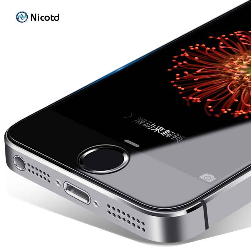 Nicotd 2.5D покрытием закаленного Стекло для iPhone 5 5S 5C SE телефон Взрывозащищенный закаленное защитная Экран протектор Плёнки