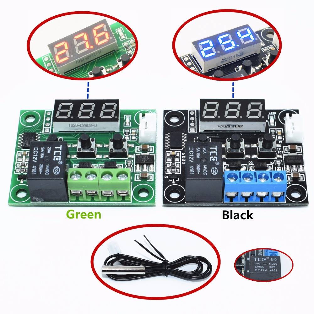 W1209 синий/красный свет DC 12 В тепла круто Температура Переключатель регулирования температуры Термостат Регулятор температуры термометр термо