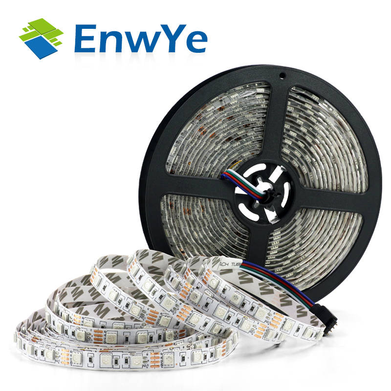 Enwye 5 м 300 светодио дный s водонепроницаемый RGB светодио дный полосы света 3528 5050 DC12V 60 светодио дный s/M гибкий светильник светодио дный лента украшения дома лампа