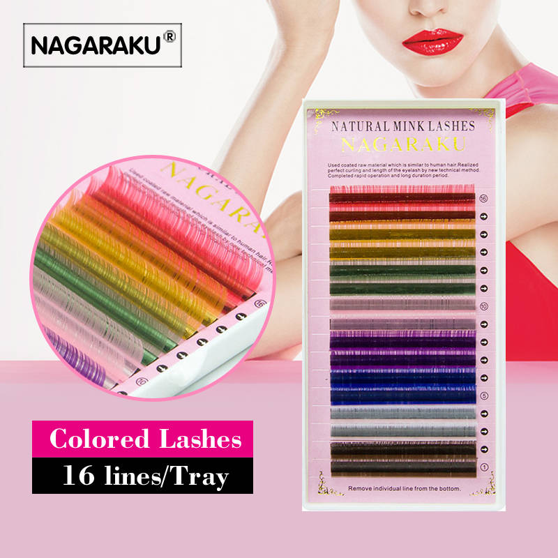 NAGARAKU 16rows/лоток 8 цветов радуги Цветной наращивание ресниц искусственной норки Цвет ресницы Цвет ful реснички наращивание ресниц
