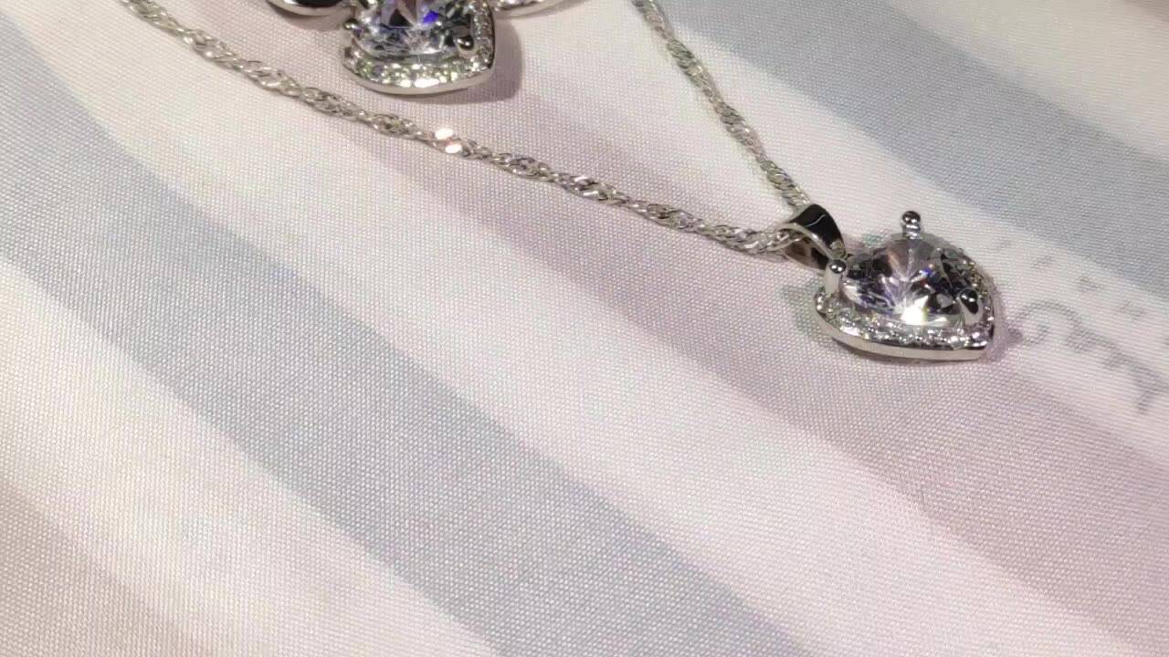 Комплект из колье и серёг, из серебра 925 пробы