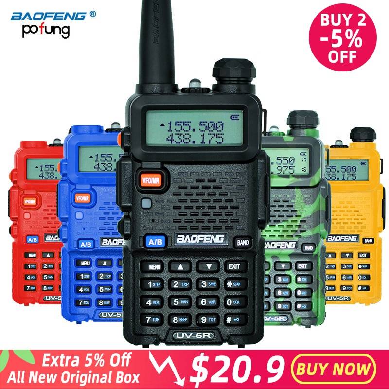 BaoFeng УФ-5R рация Профессиональный рации Baofeng UV5R Трансивер 128CH 5 Вт УКВ и УВЧ Портативных УФ 5R радиоприемник Для охота Радио