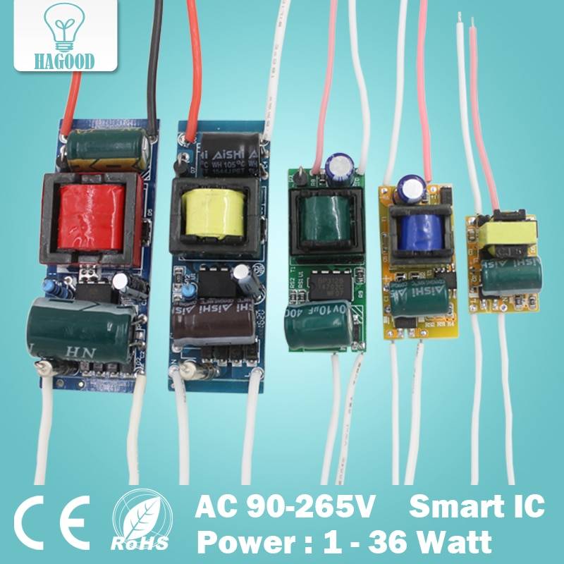 1-36 Вт светодиодный драйвер Вход AC90-265V Питание встроенный постоянного тока 300ma Трансформаторы для DIY Светодиодные лампы